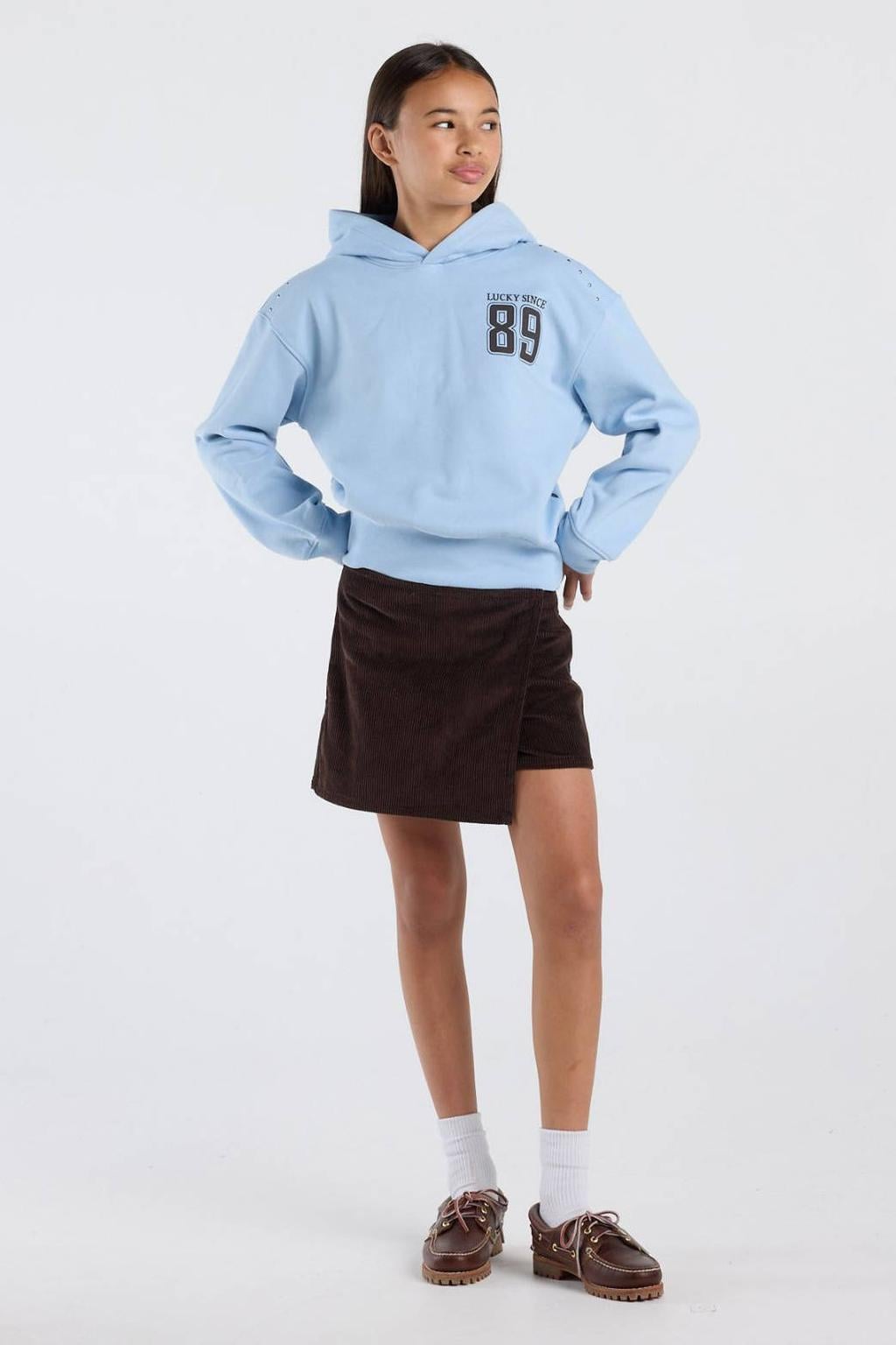 Bruine meisjes America Today corduroy skort voorzien van ritssluiting