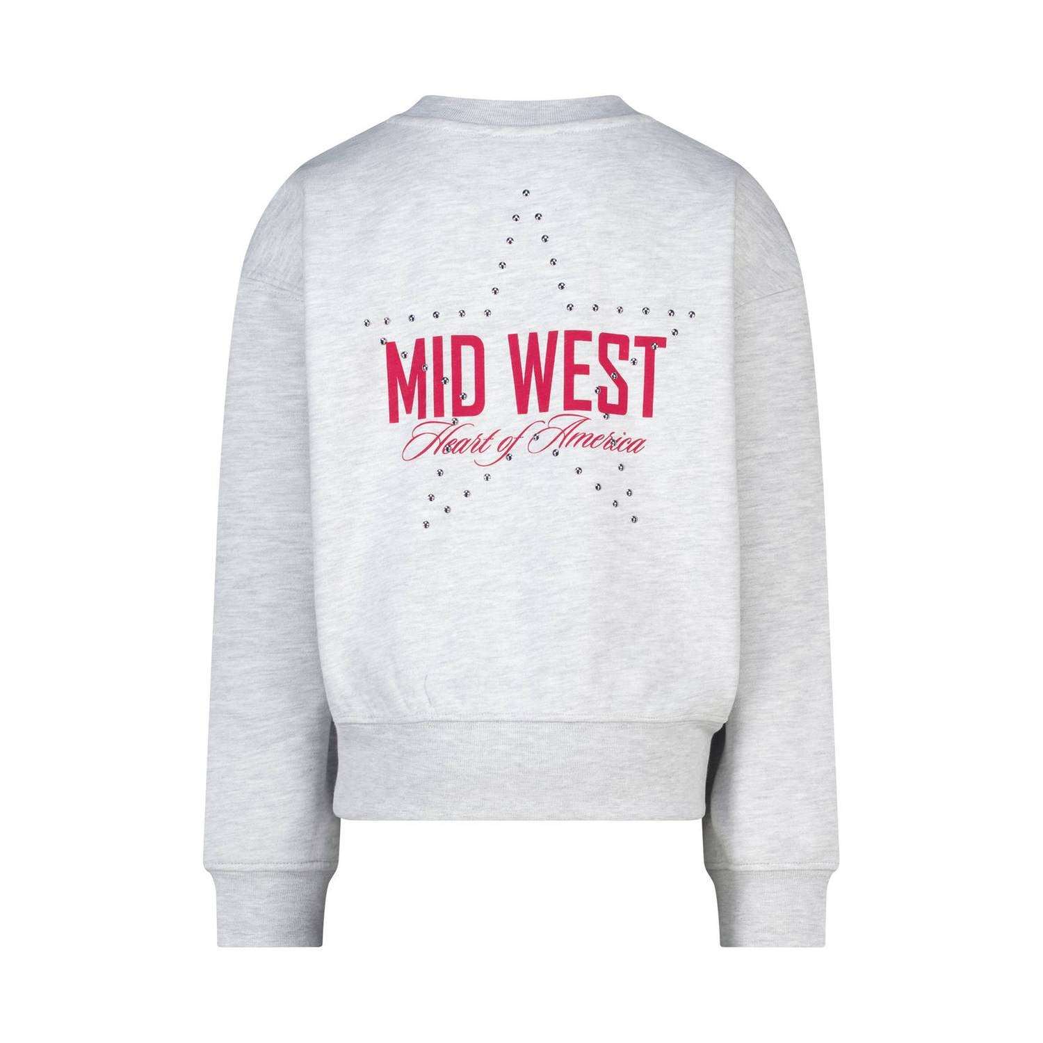 America Today sweater met studs en backprint grijs