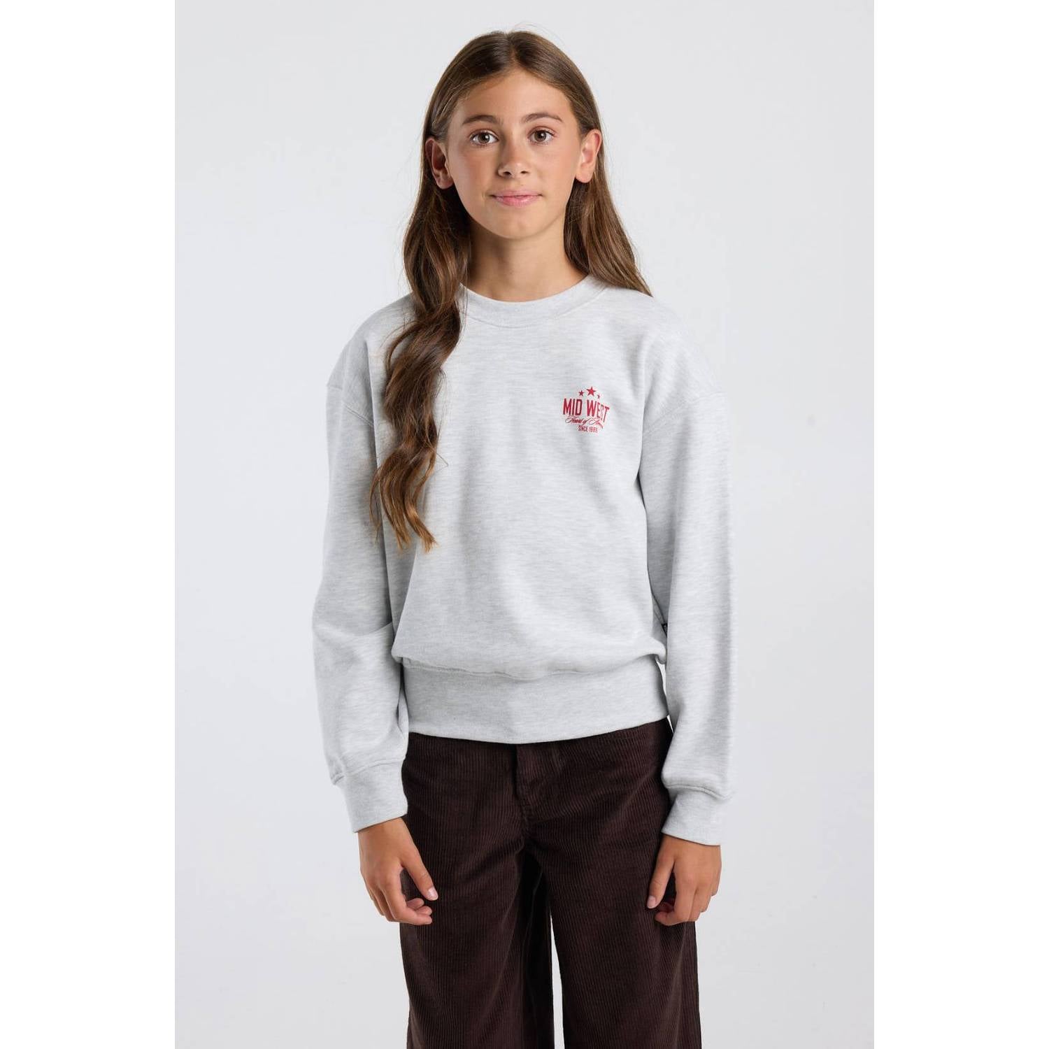 America Today sweater met studs en backprint grijs