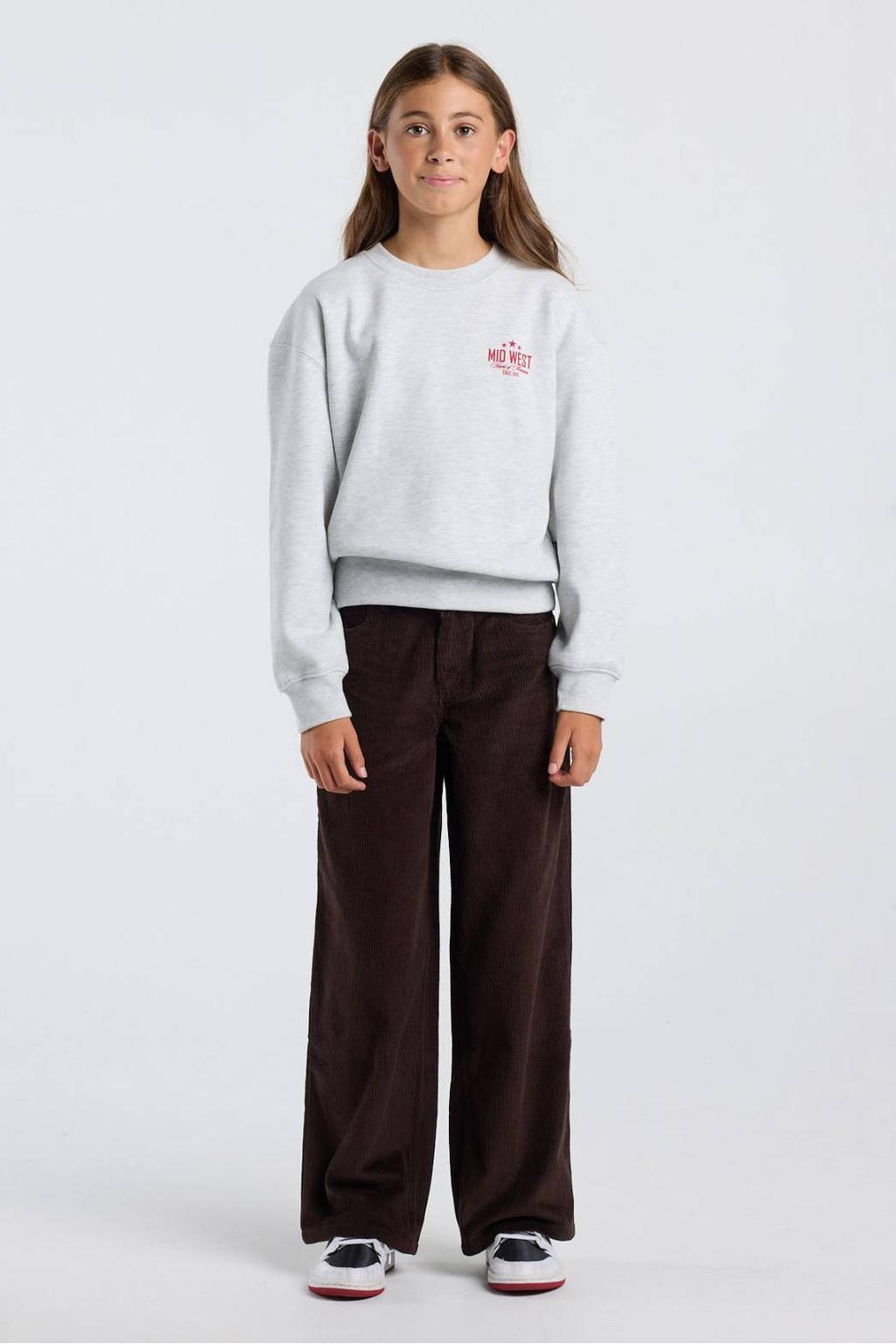 America Today sweater met studs en backprint - grijs
