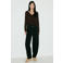 Mango barrel broek met ceintuur - zwart