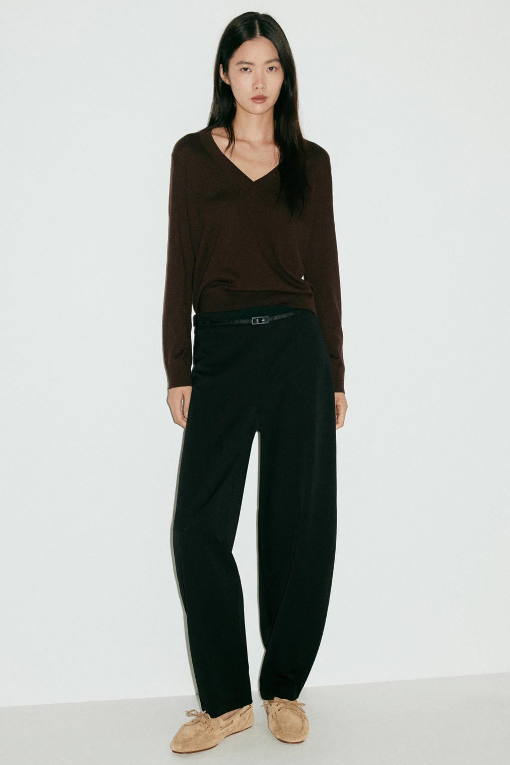 Zwarte dames Mango barrel broek van polyester met regular waist, ritssluiting en effen