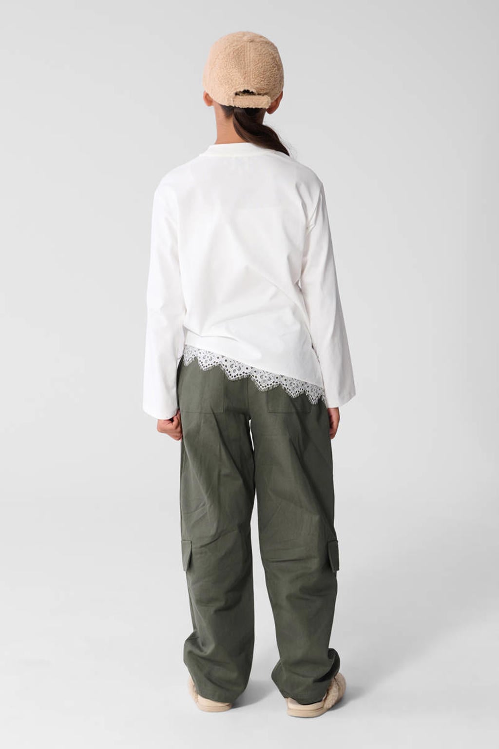 Shoeby high waist cargobroek - donkergroen