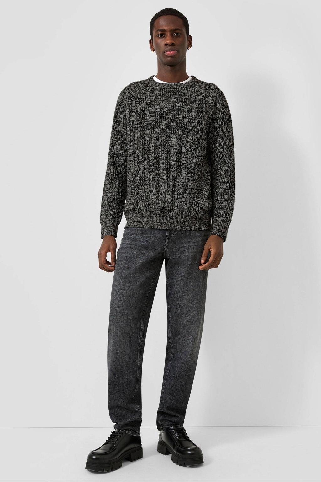 QS regular fit gebreide trui - antraciet