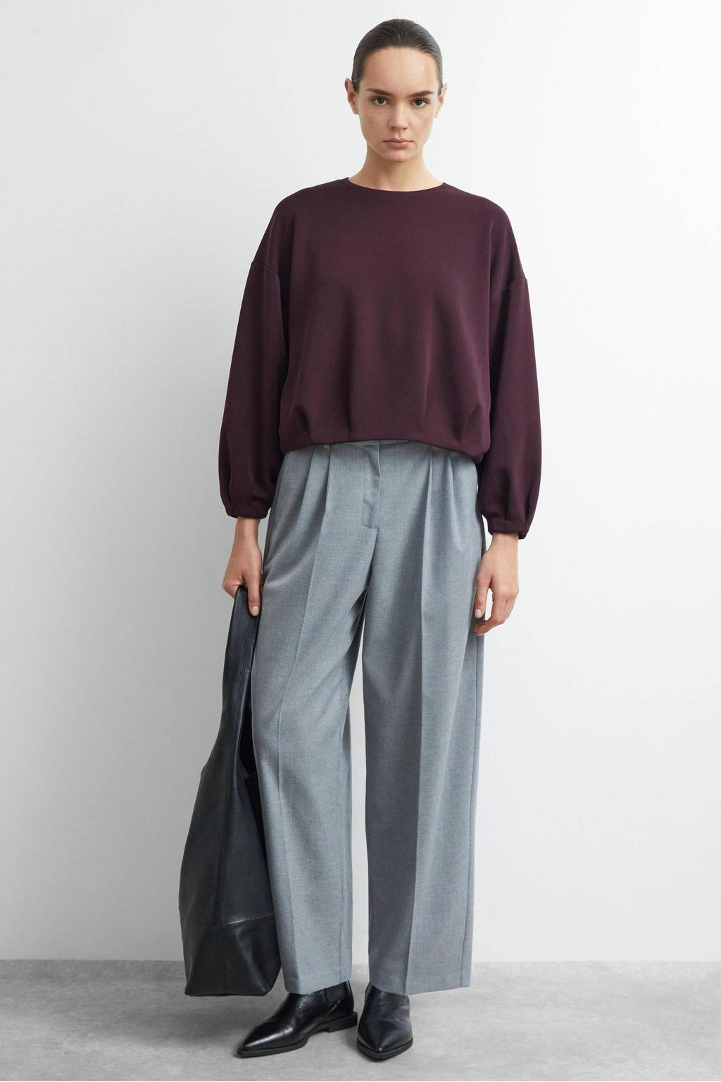 comma sweater met plooien - donkerpaars