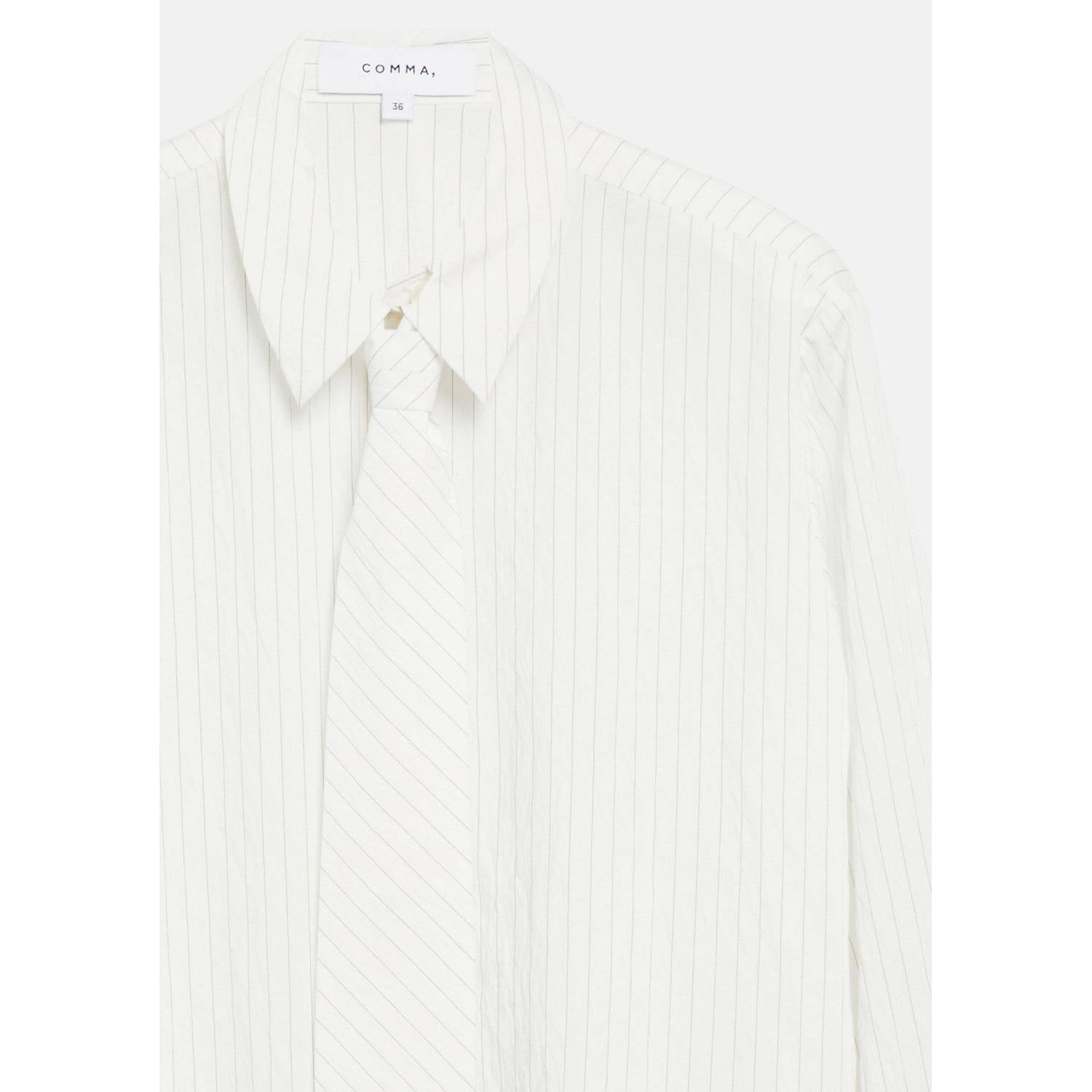 comma blouse met krijtstreep wit