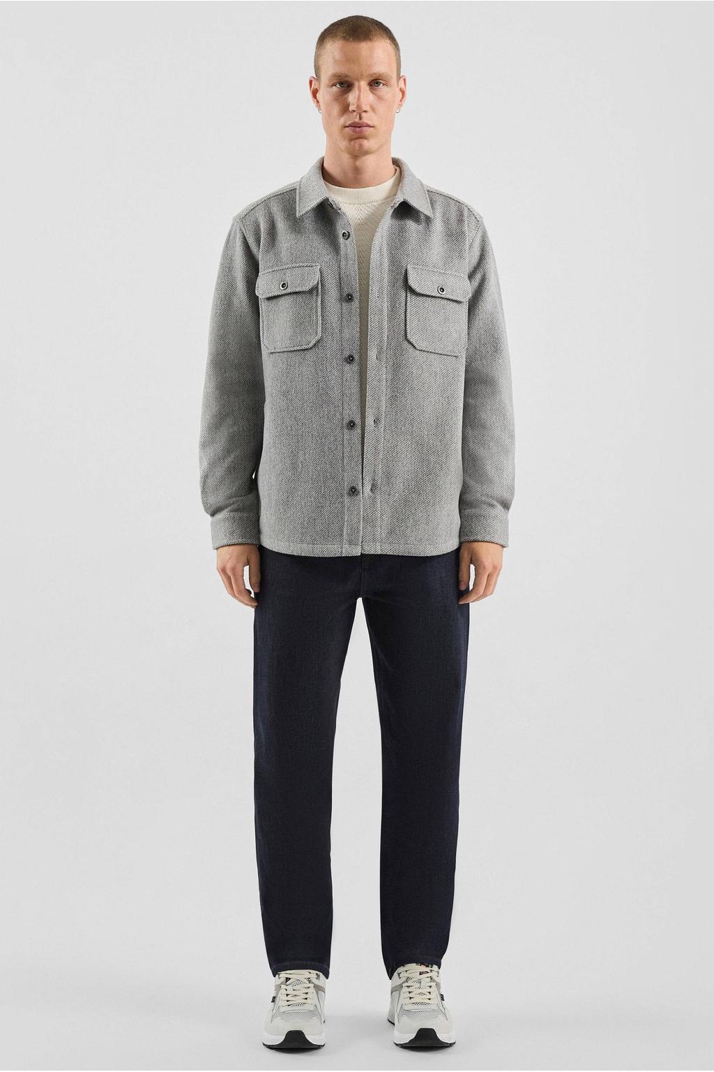 QS flanel relaxed fit overshirt - grijs