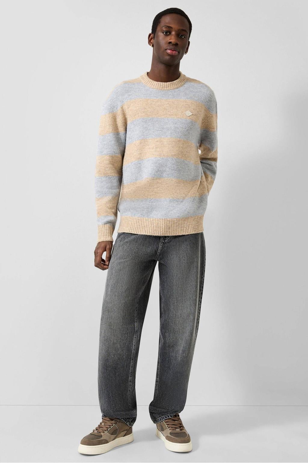 QS relaxed fit gebreide gestreepte trui - meerkleurig
