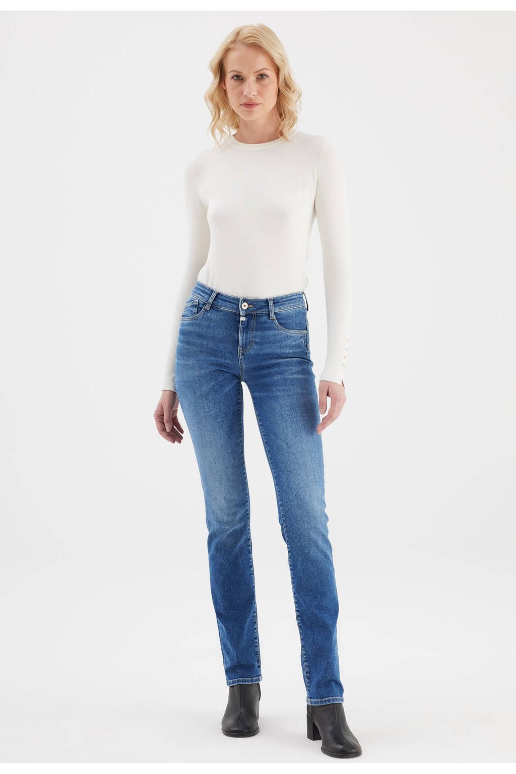 Medium blue denim dames Cup of Joe Denim regular fit jeans met effen