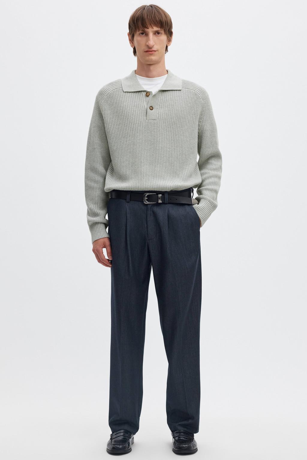 Selected katoenen regular fit gebreide trui - light grey