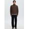 Selected wollen regular fit gebreide coltrui met kabels - donkerbruin
