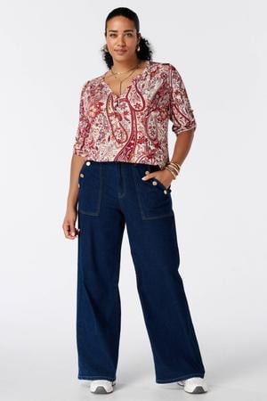 top met paisley - rood/ecru