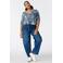 MS Mode top met print - blauw/wit