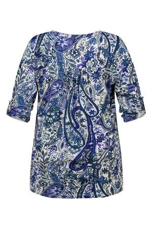 top met print - blauw/wit