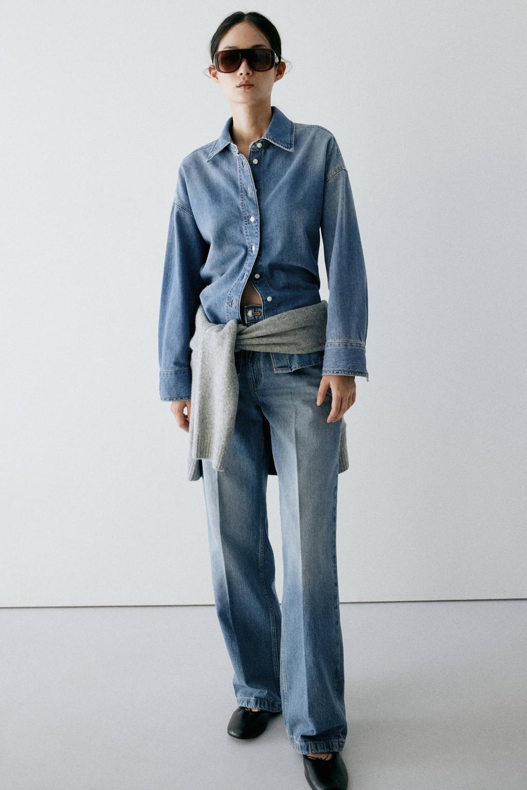Mango denim blouse - medium blue denim