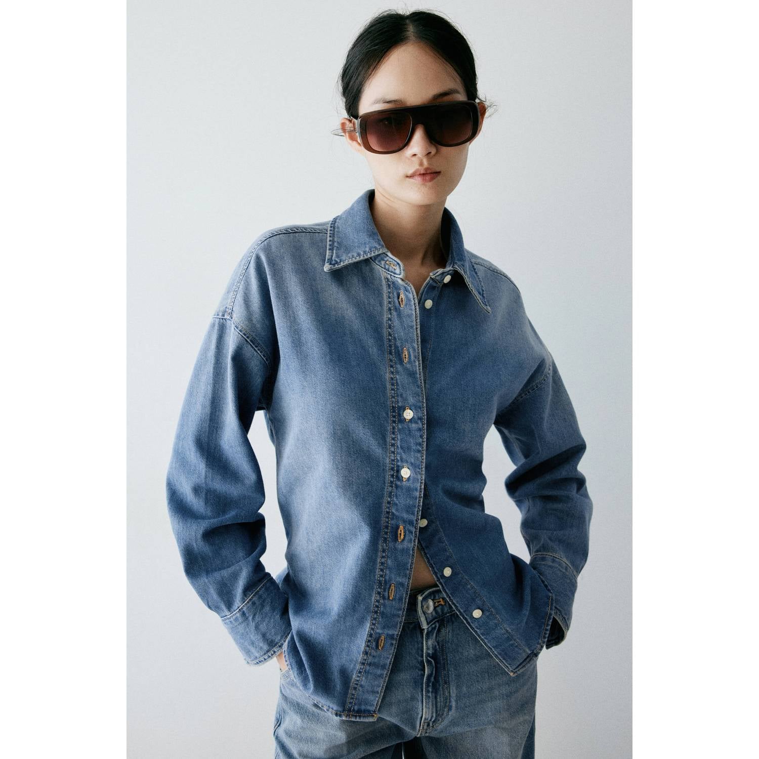 Mango denim blouse medium blue denim