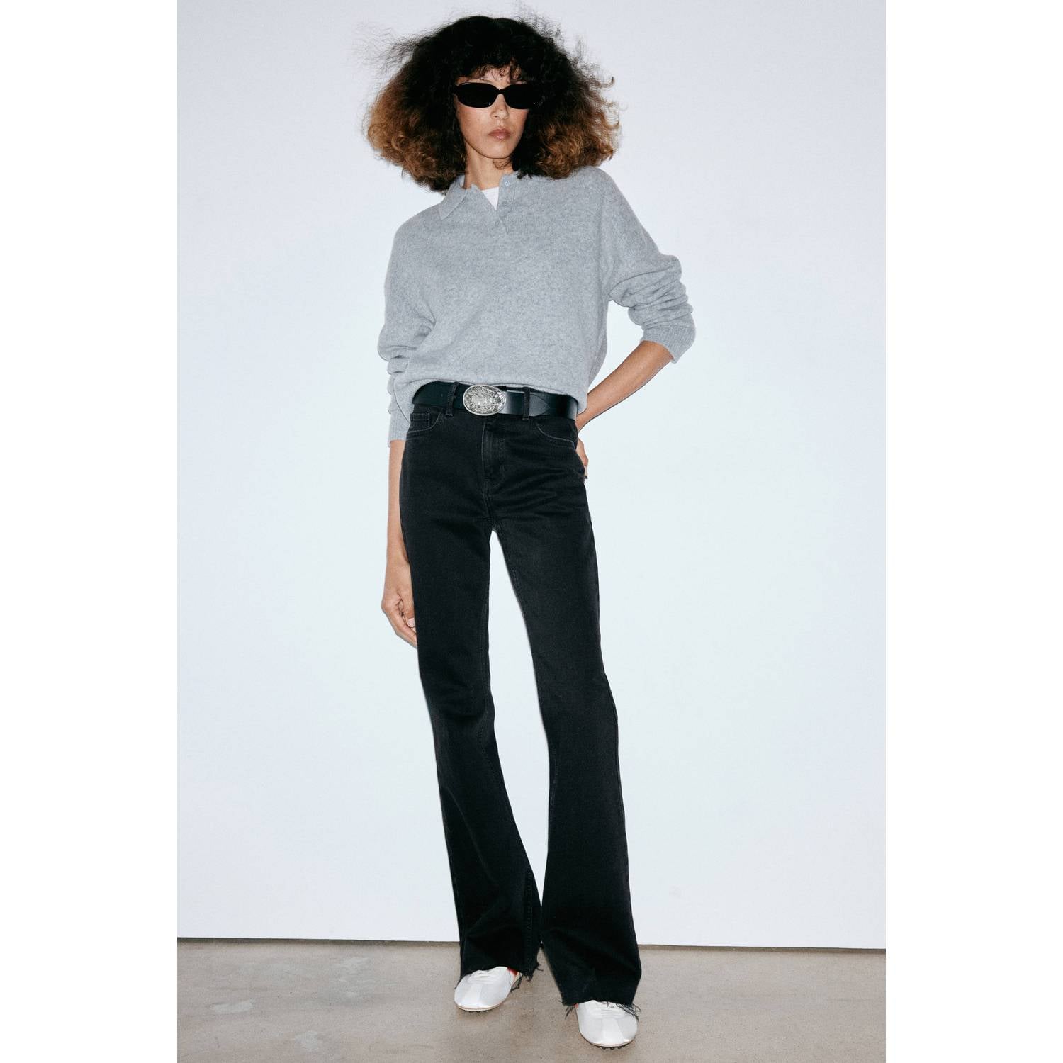 Mango flared jeans black denim