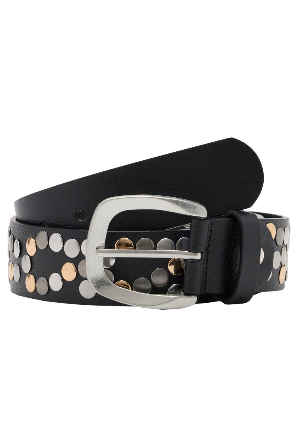 Mango leren riem met studs zwart