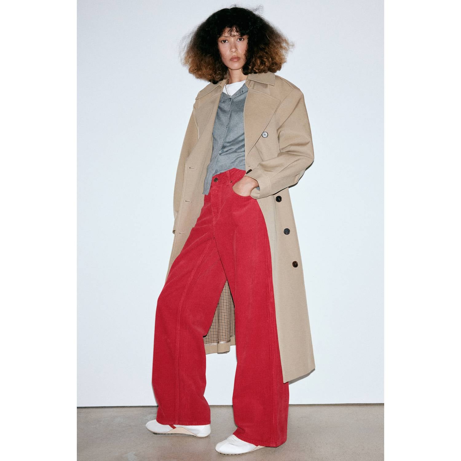 Mango straight leg jeans rood