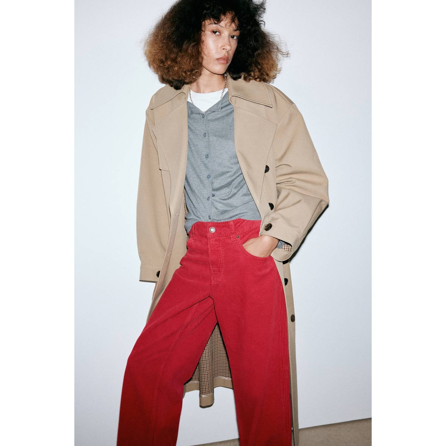 Mango straight leg jeans rood