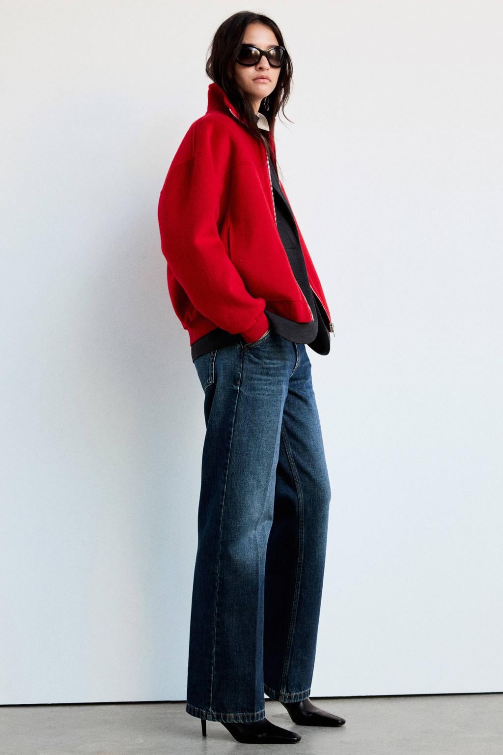 Mango straight leg jeans - donkerblauw denim