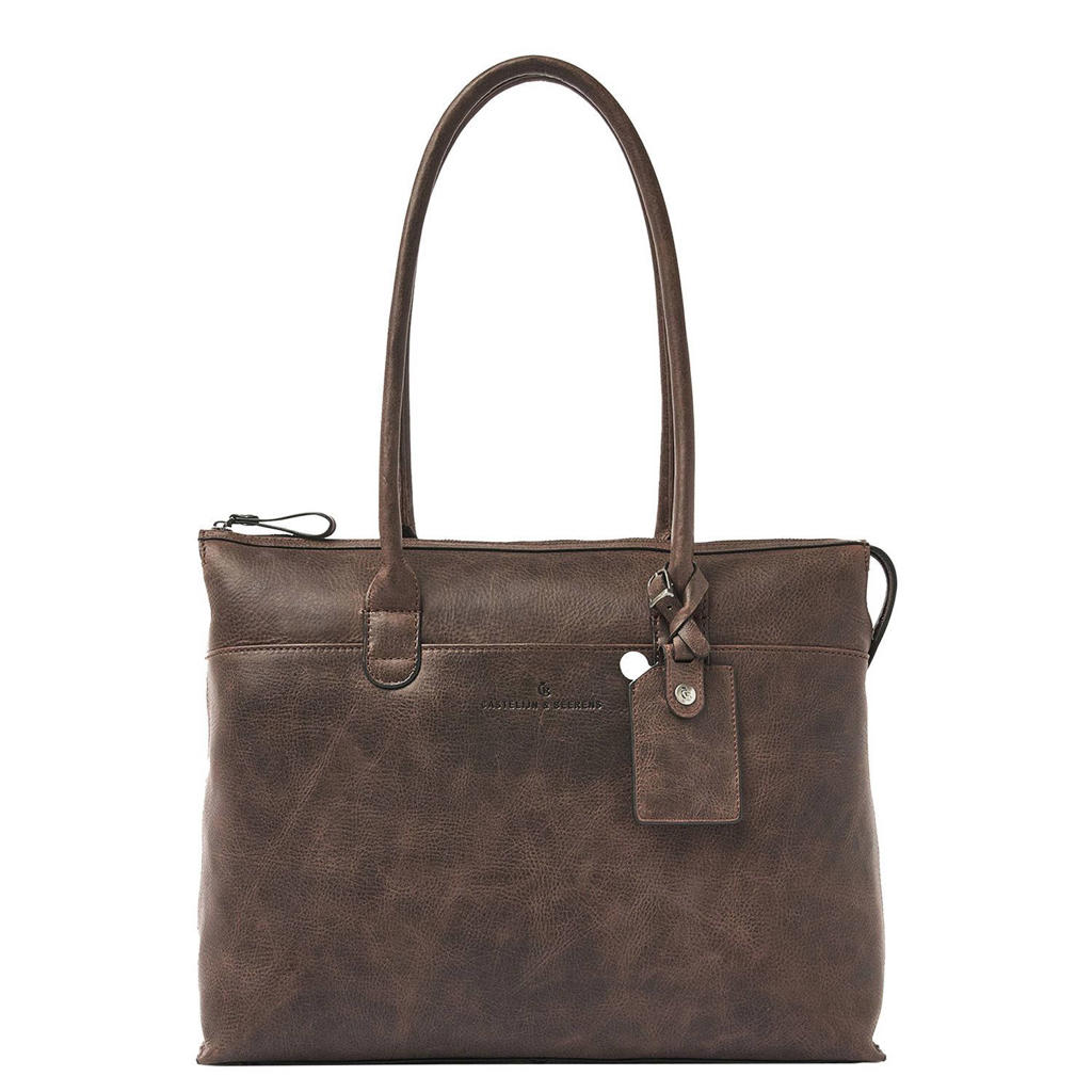 Castelijn & Beerens 15.6 leren laptoptas 15.6 inch - bruin