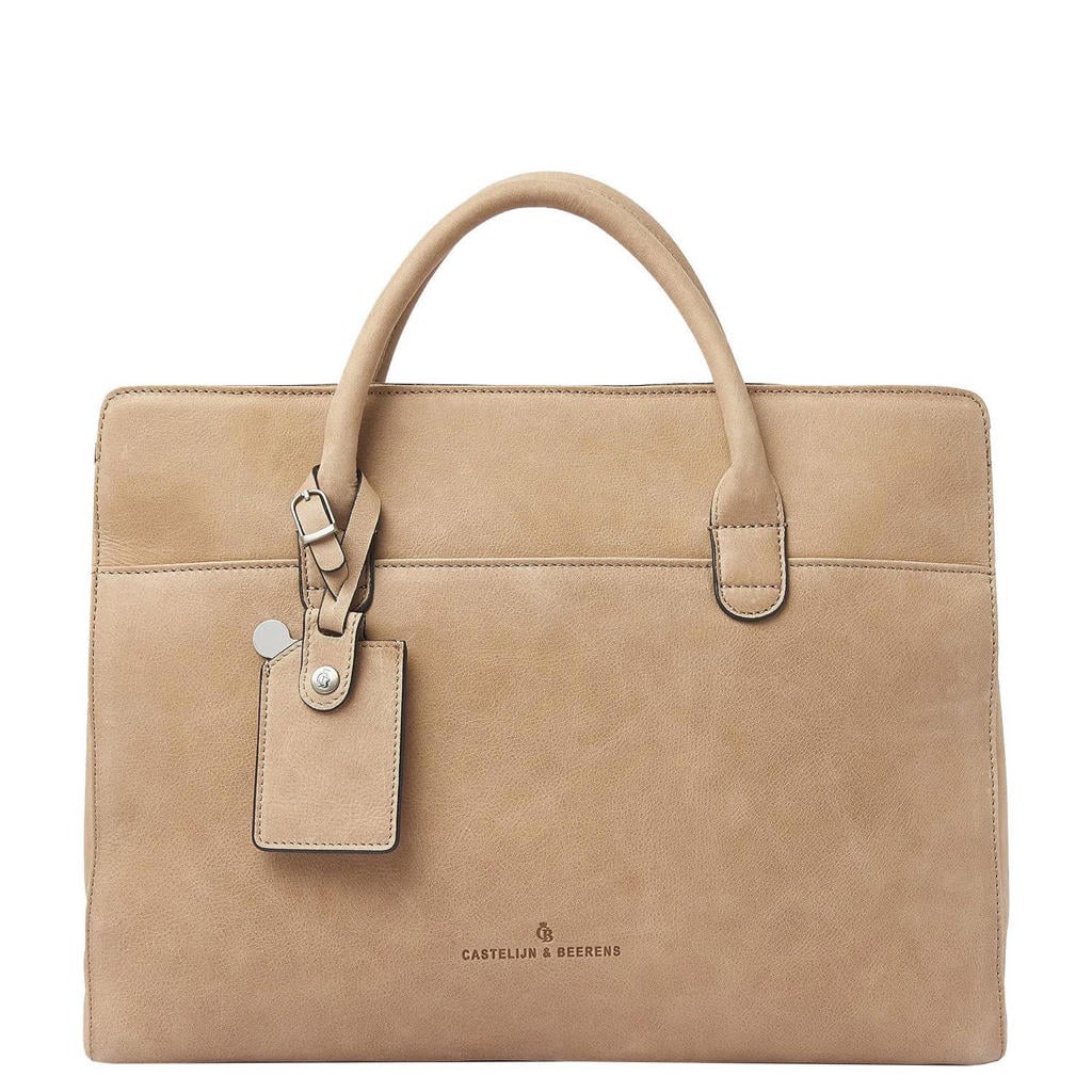 Castelijn & Beerens 15.6 leren laptoptas 15.6 inch - beige