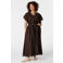 MS Mode Plus Size midi jurk met ceintuur - bruin
