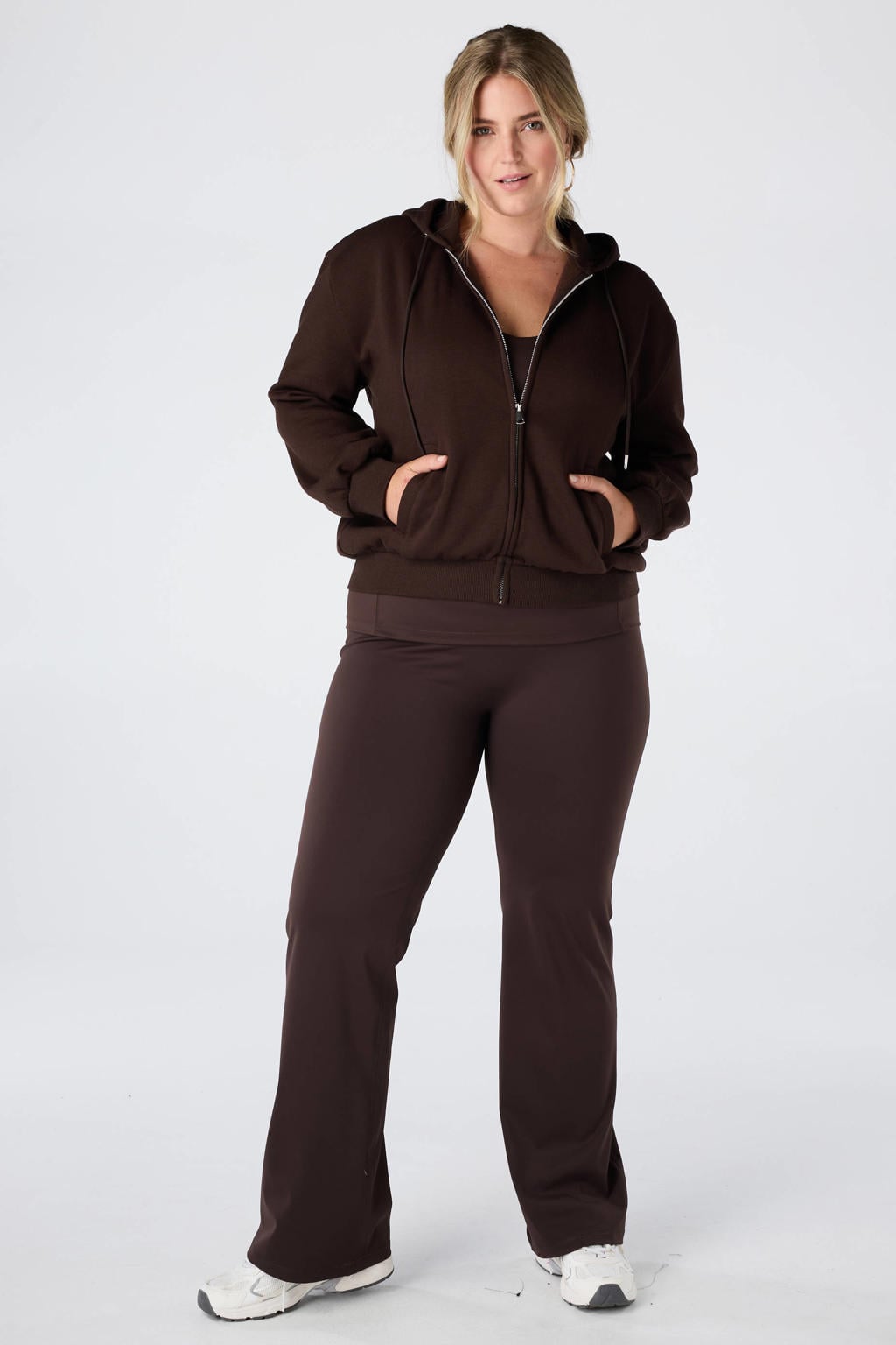 Donkerblauwe dames MS Mode trainingsjack van polyester met ritssluiting