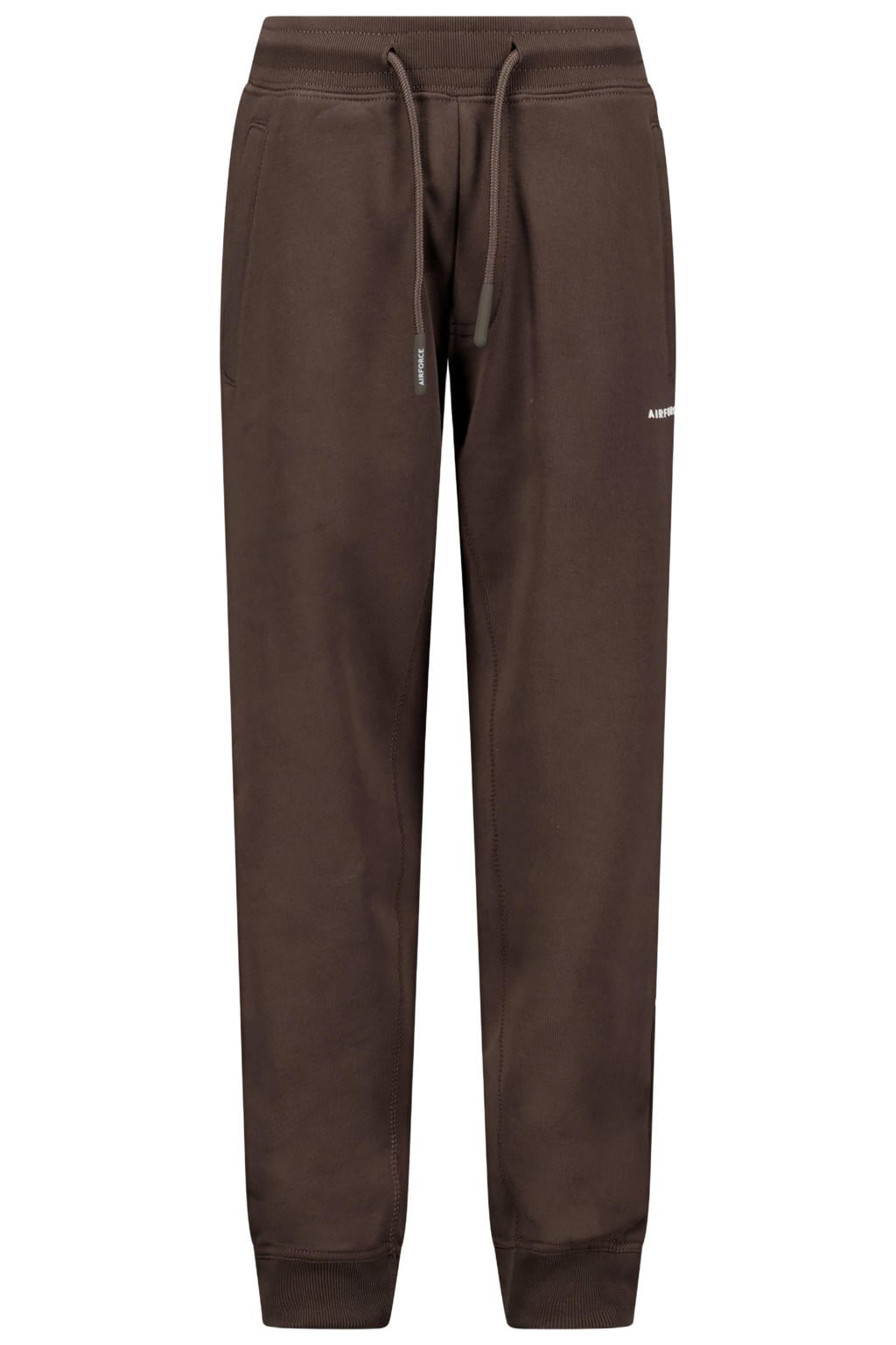 Donkerblauwe jongens Airforce joggingbroek van sweat materiaal met elastische tailleband met koord en logo dessin