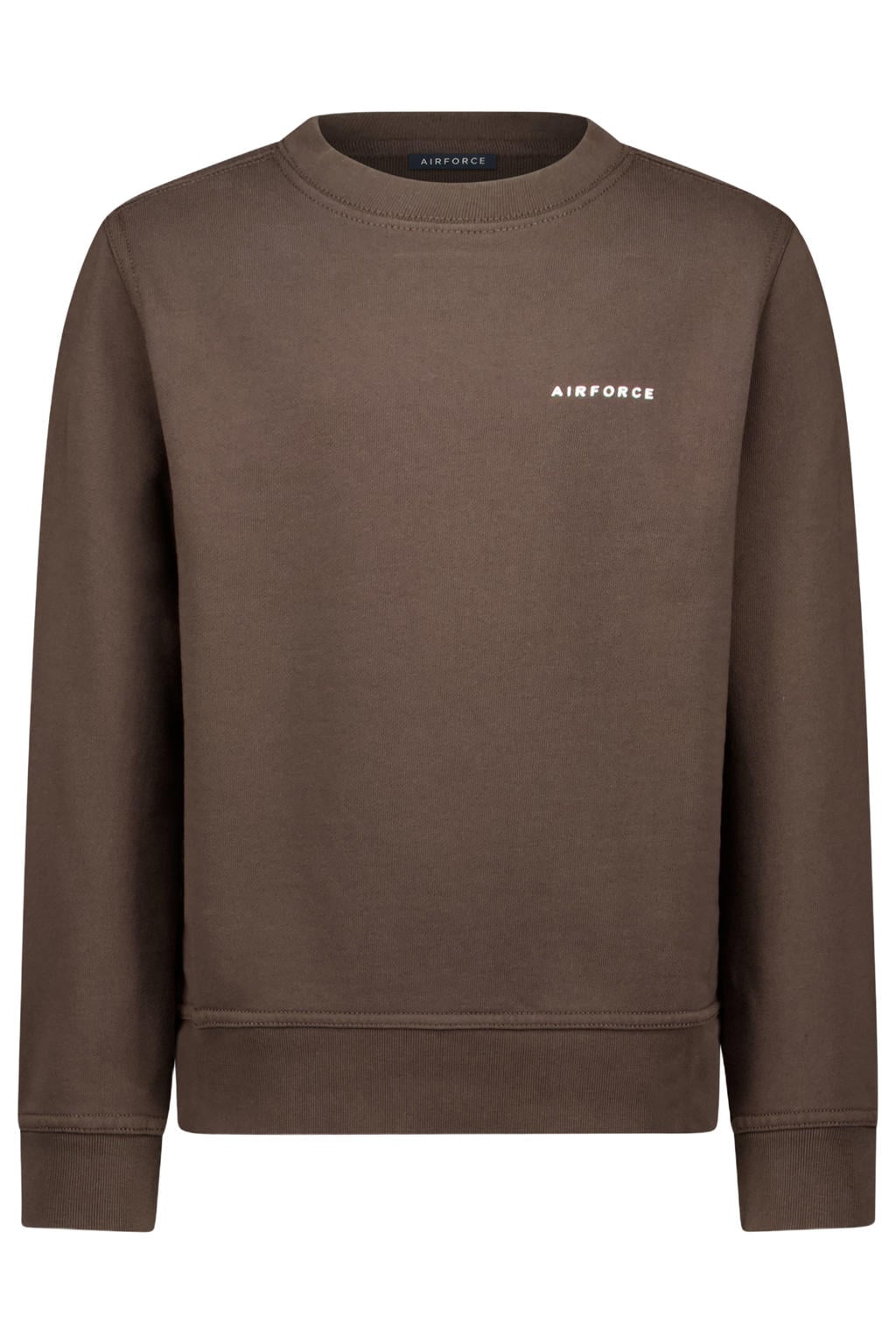 Donkerblauwe jongens Airforce sweater met logo dessin, lange mouwen, ronde hals en geribde boorden