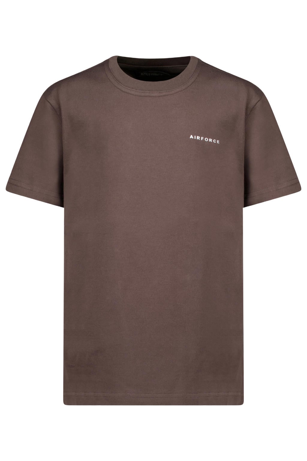 Donkerblauwe jongens Airforce T-shirt van katoen met logo dessin, korte mouwen en ronde hals