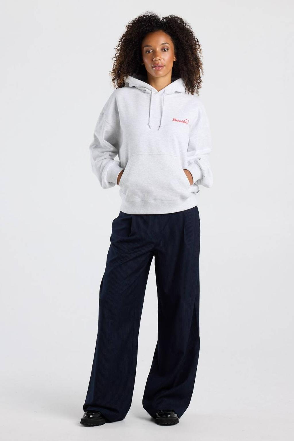 America Today gemêleerde hoodie - lichtgrijs/rood