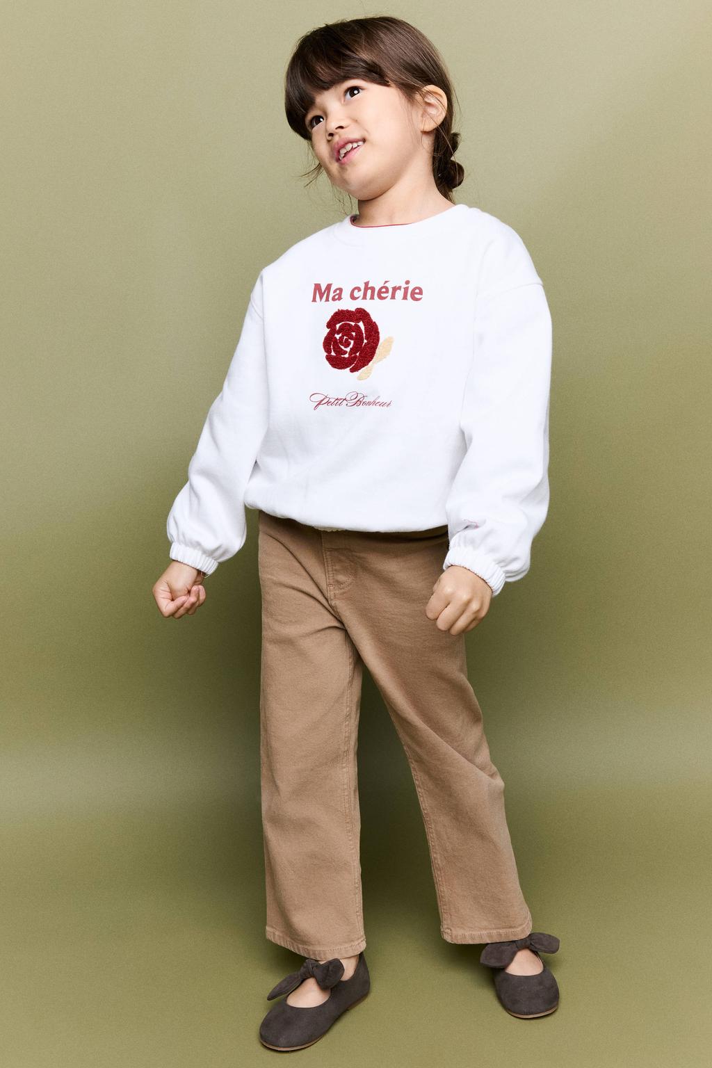 Mango Kids sweater met borduursels - naturel wit