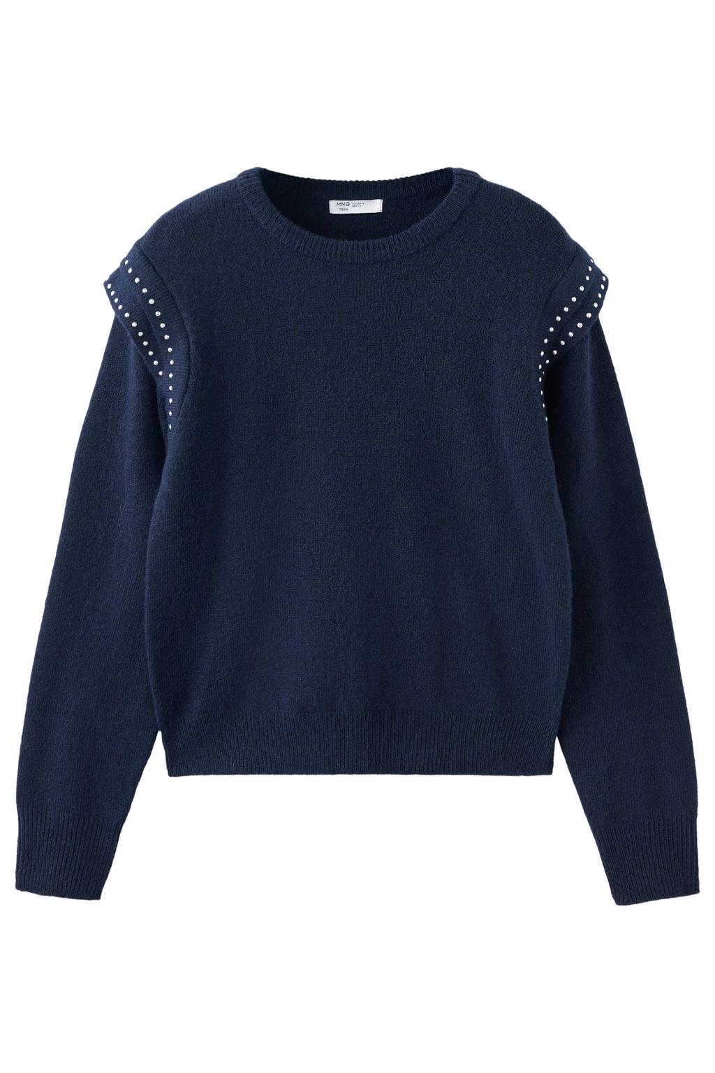 MANGO TEEN gebreide trui met ruches - marine