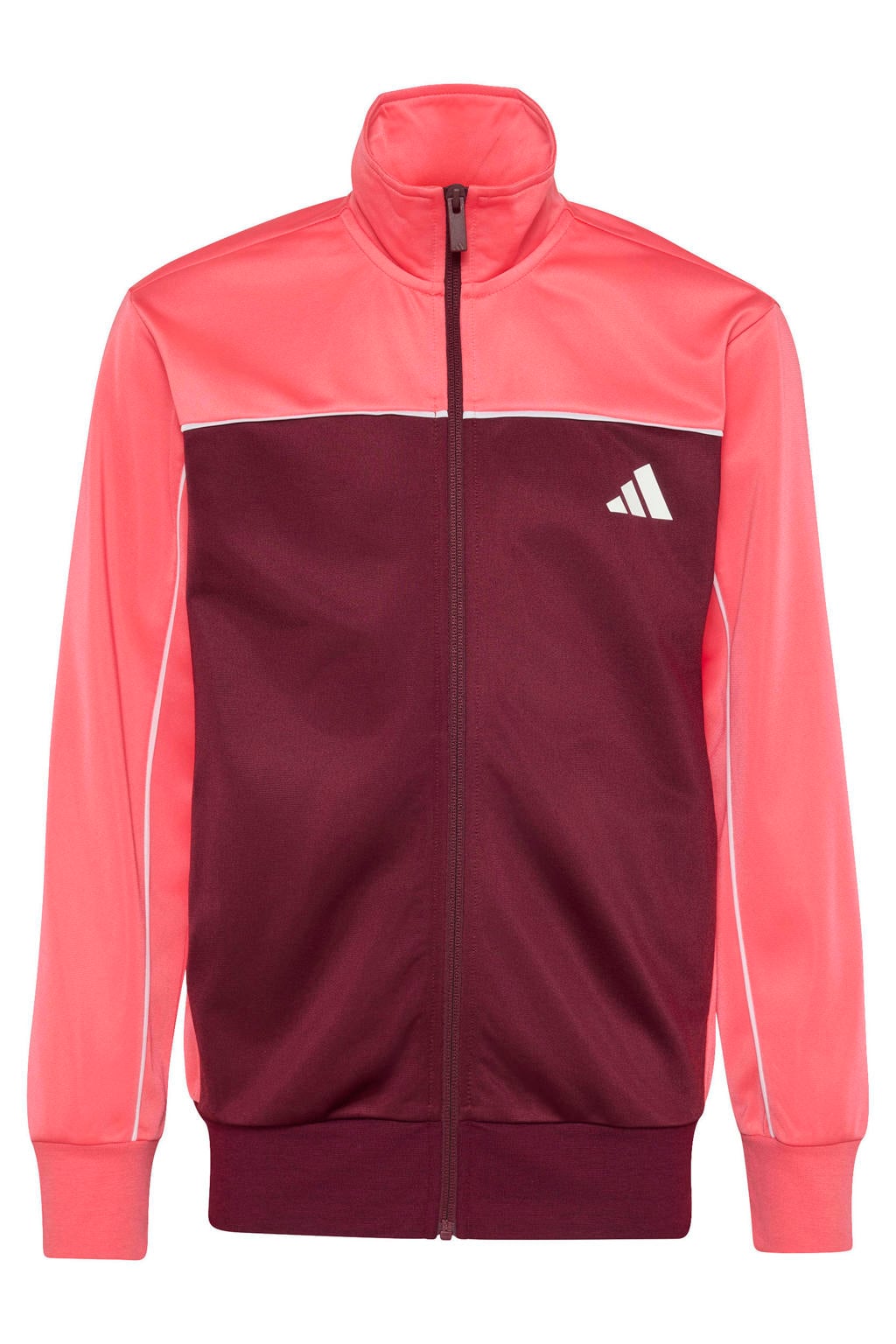 adidas Sportswear joggingpak met extra lange mouwen, opstaande kraag en logo - donkerrood