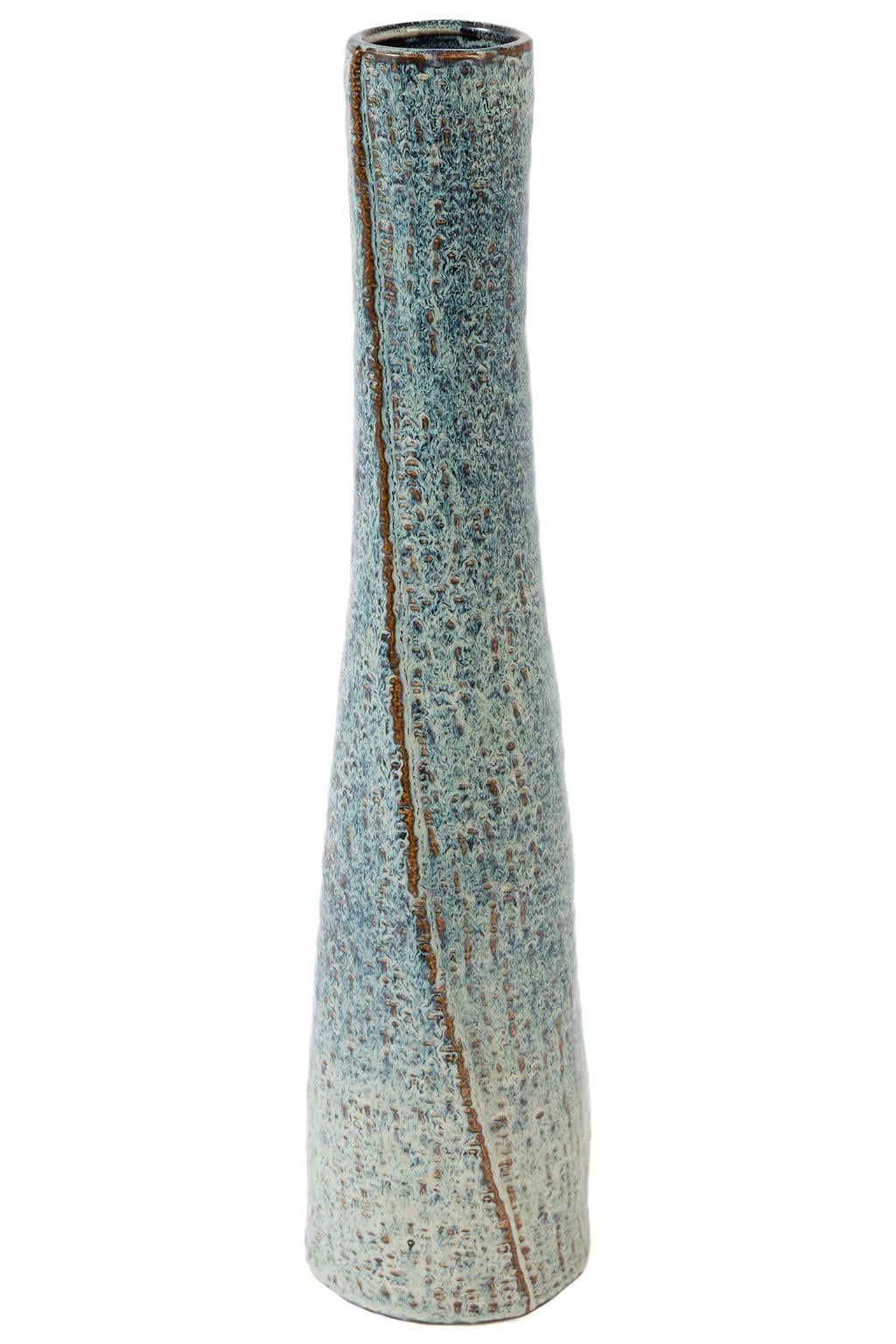 Light & Living keramieken vaas 11x45 cm - blauw/bruin