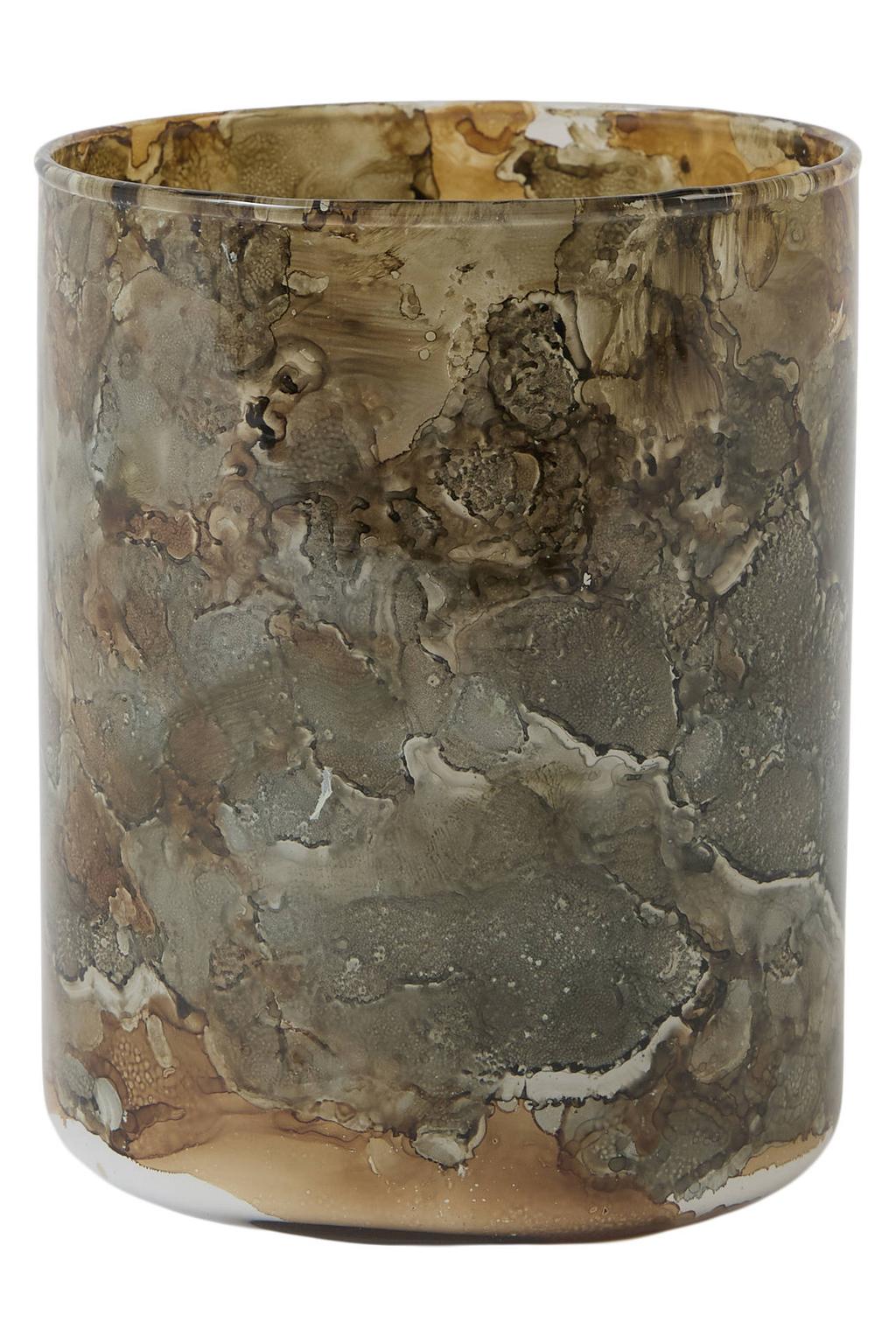 Light & Living glazen waxinelichthouder DALINO 10x13 cm - bruin/blauwgrijs