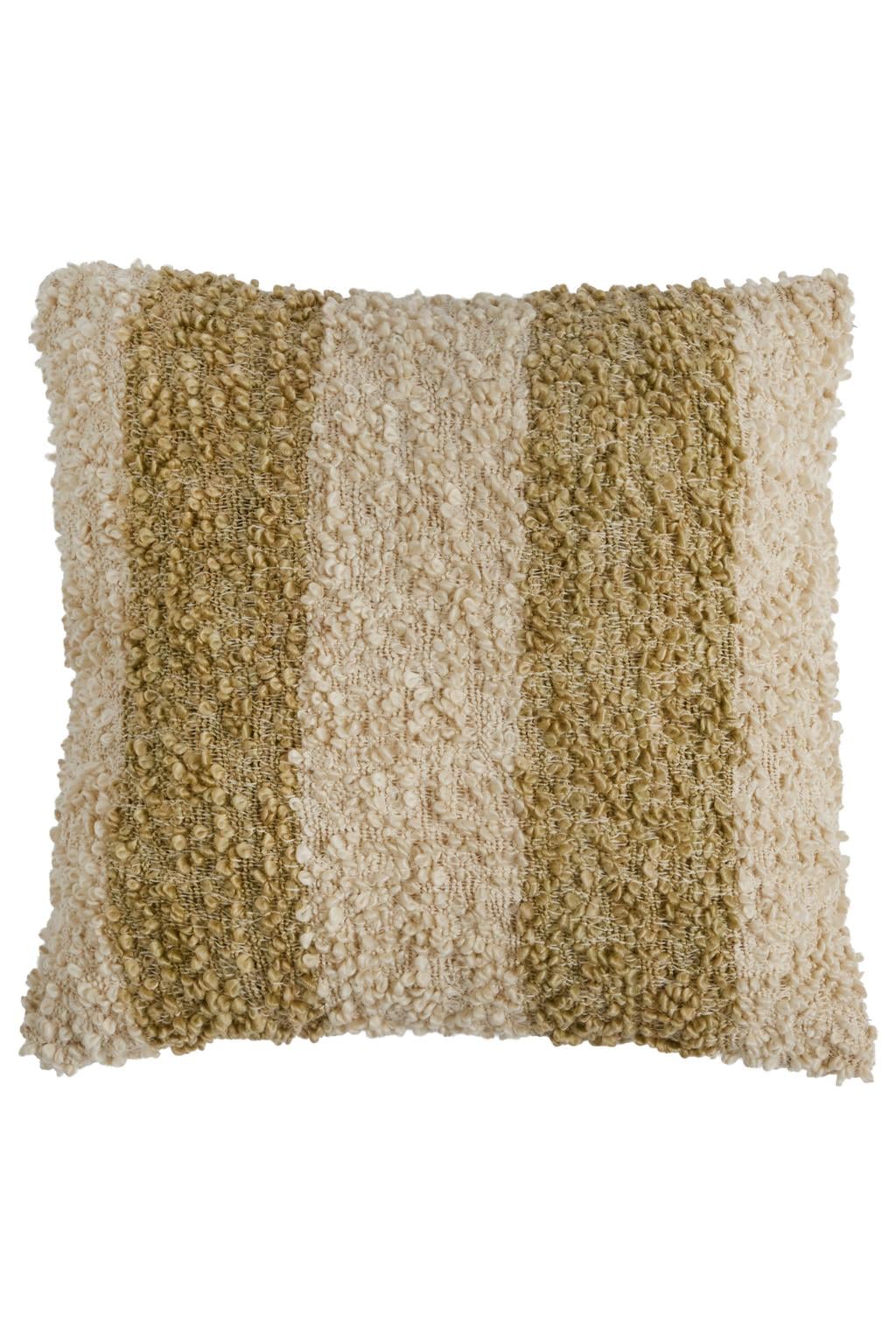 Light & Living vierkante gestreepte sierkussen NIMBA 45x45 cm - zand/olijfgroen