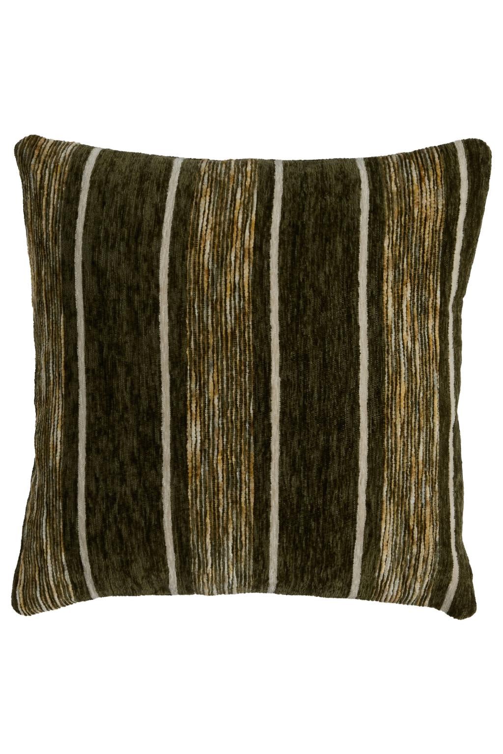 Light & Living vierkante gestreepte sierkussen SALINJA 43x43 cm - donkergroen/beige