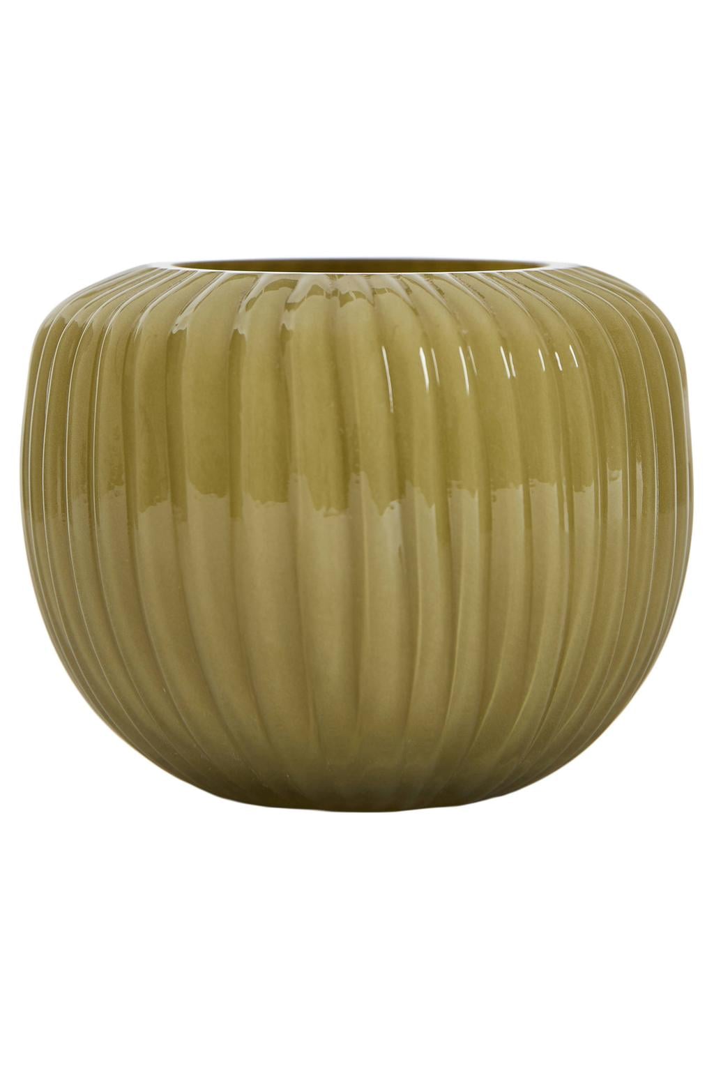 Light & Living glazen waxinelichthouder OPALINE 11x9 cm - olijfgroen