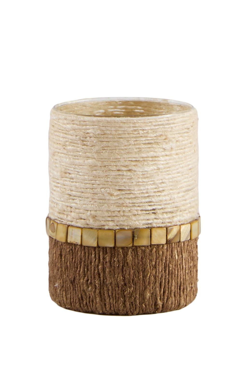Light & Living glazen waxinelichthouder MELORA 10x13 cm - crème/bruin