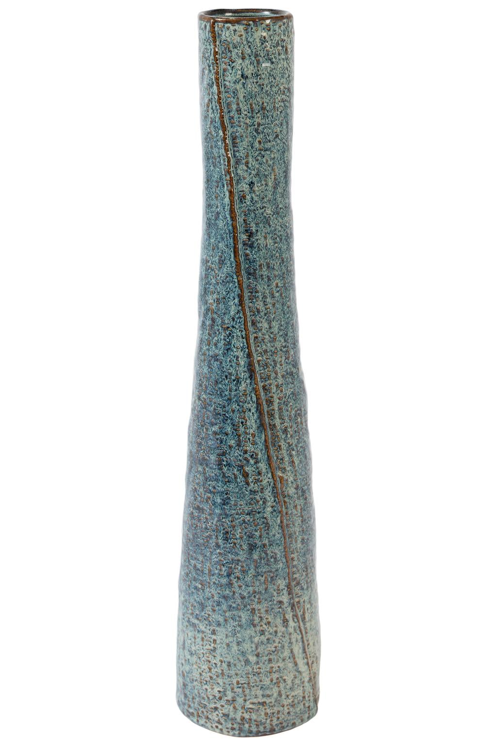 Light & Living SETIMMO keramieken vaas 12x55,5 cm - blauw/bruin