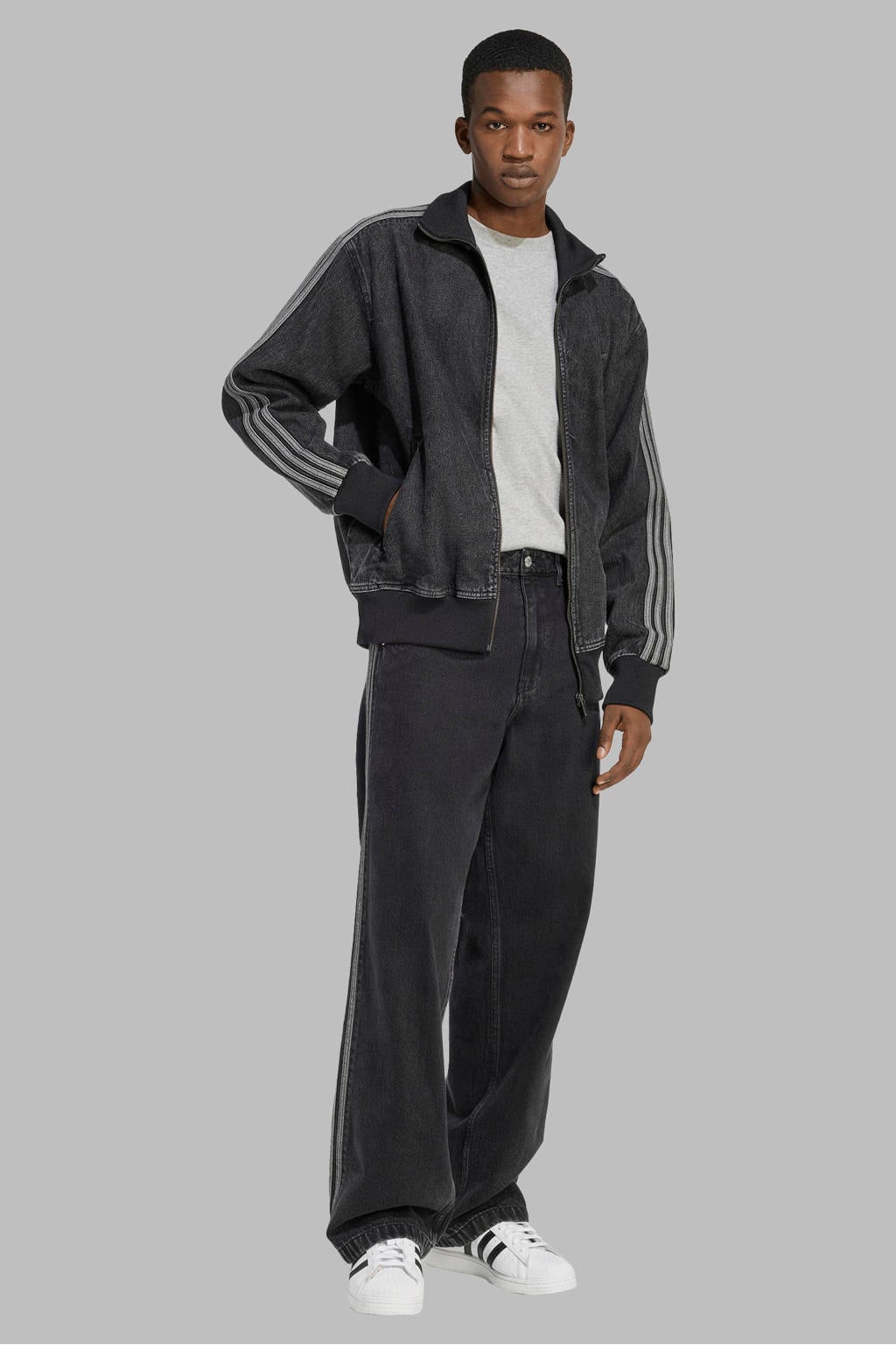 adidas Originals Firebird denim jack - black denim