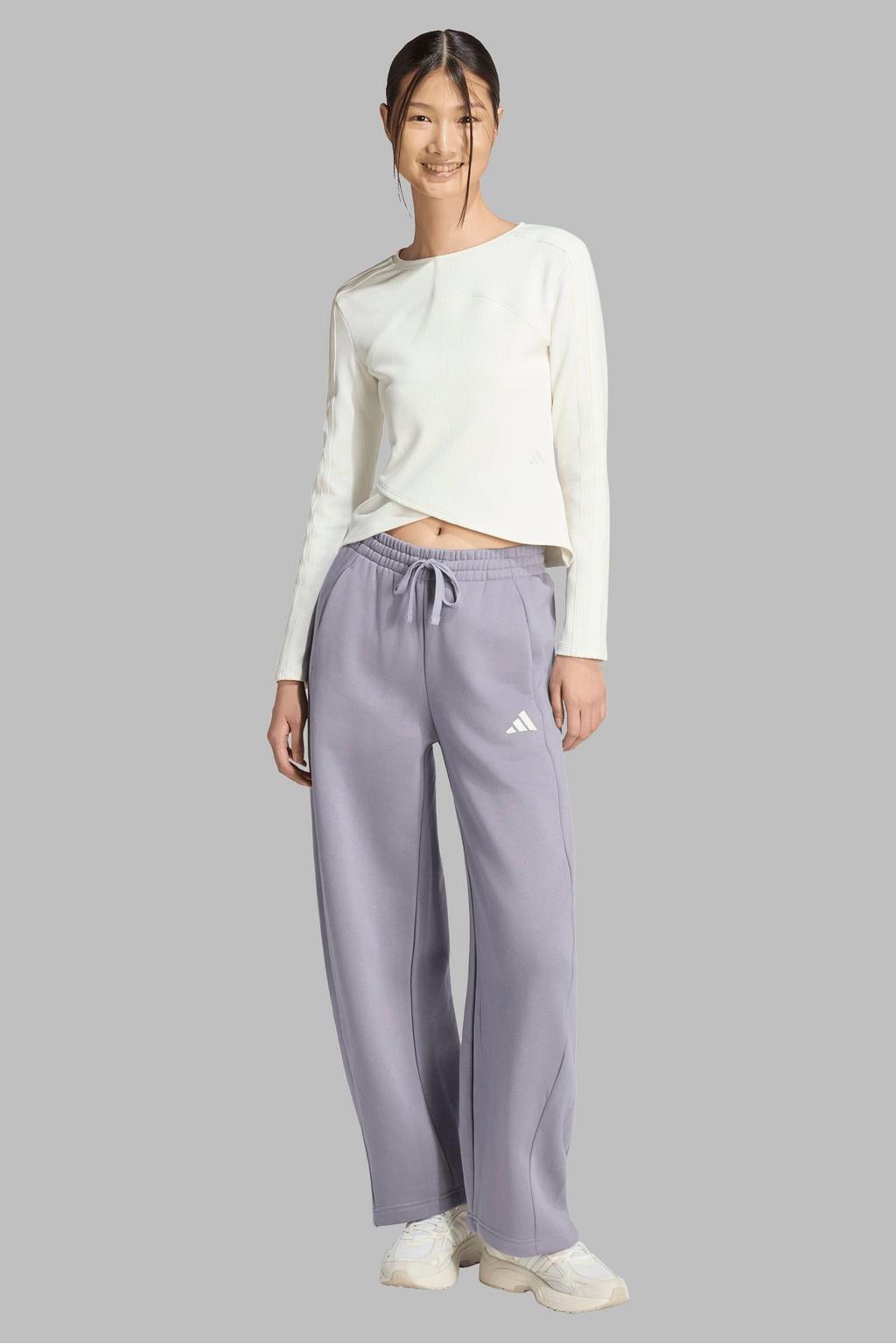 Lilakleurige dames adidas Sportswear joggingbroek van katoen met regular waist, elastische tailleband met koord en effen