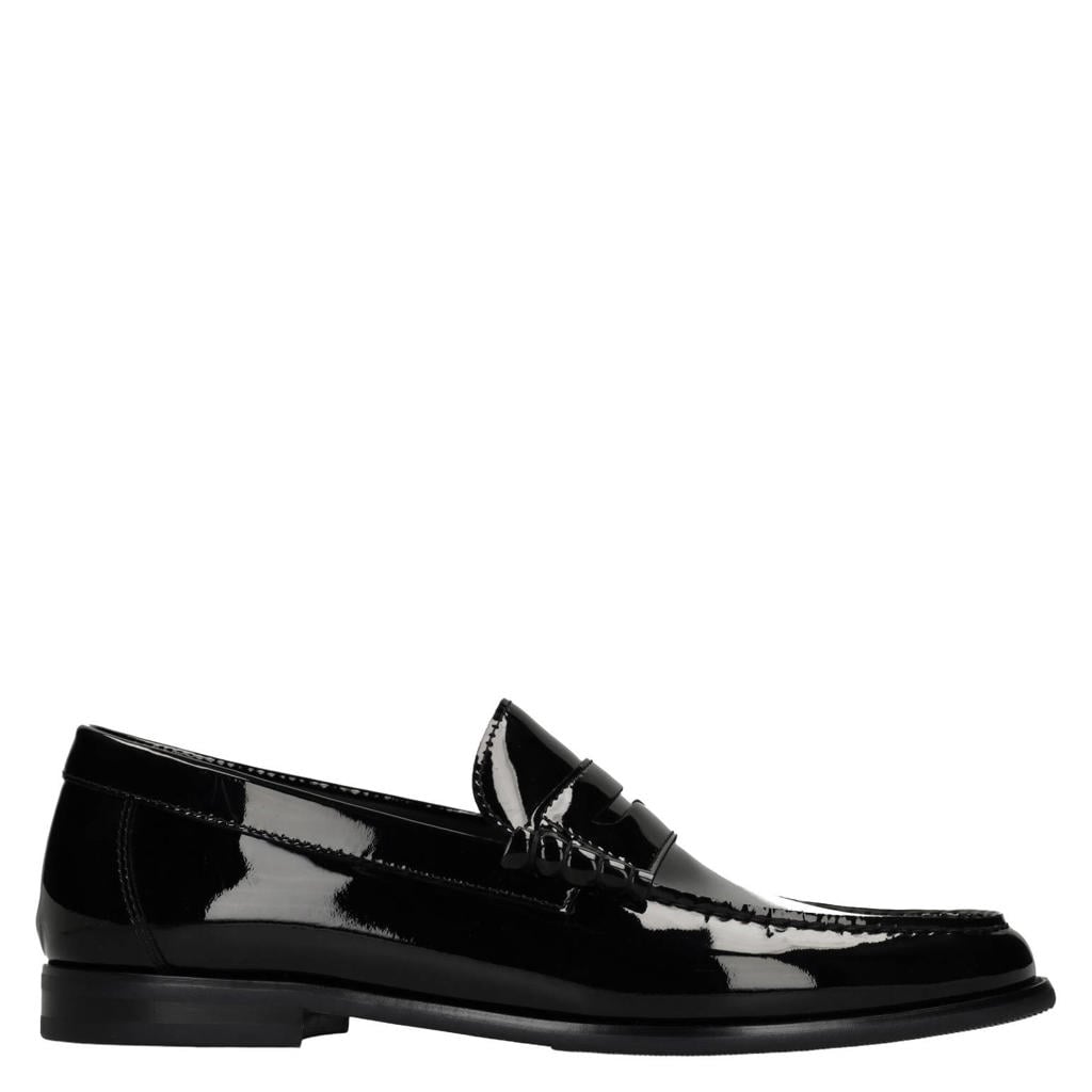 Zwarte heren Manfield lakleren loafers -