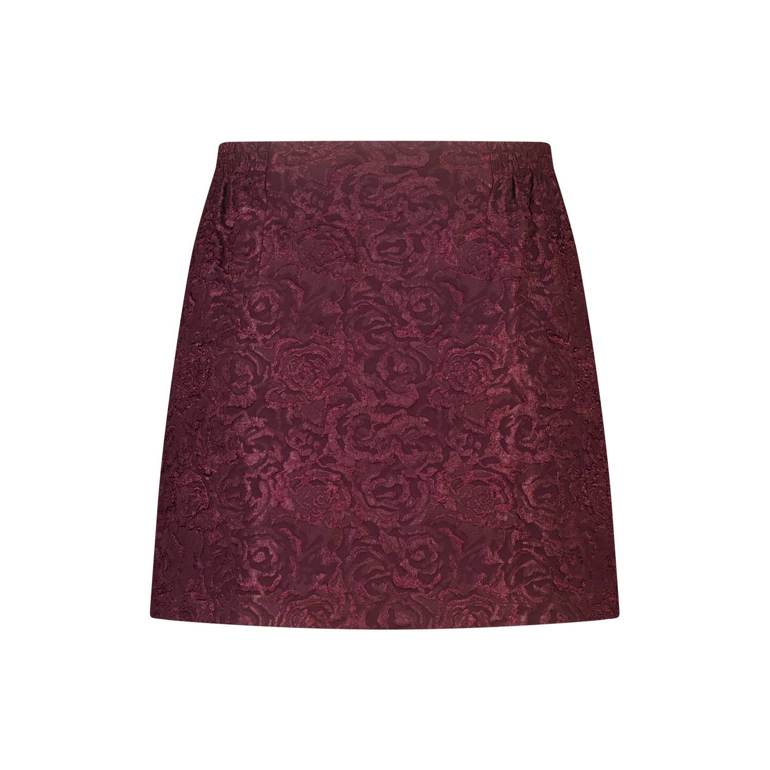 MS Mode gebloemde jacquard korte rok donkerrood