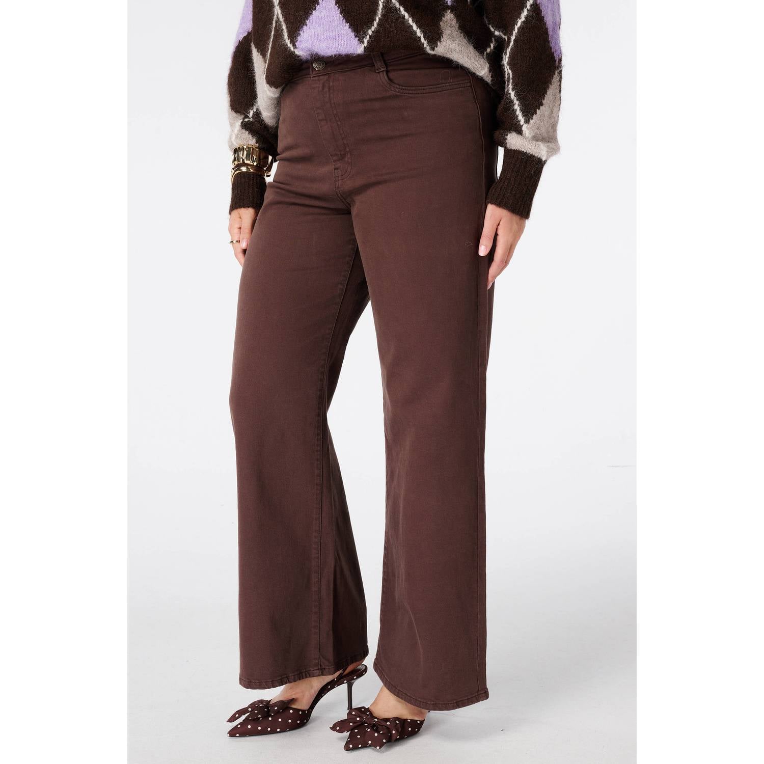 MS Mode wide leg jeans bruin