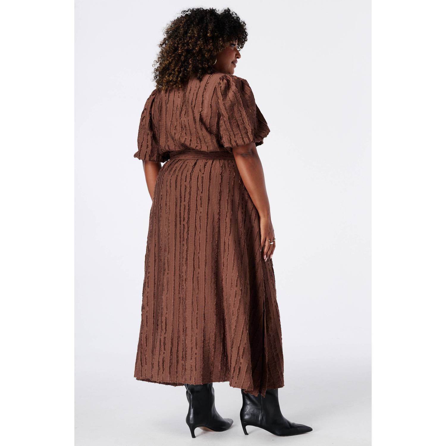 MS Mode midi blousejurk bruin
