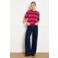 LOLALIZA gebreide gestreepte trui - roze/rood
